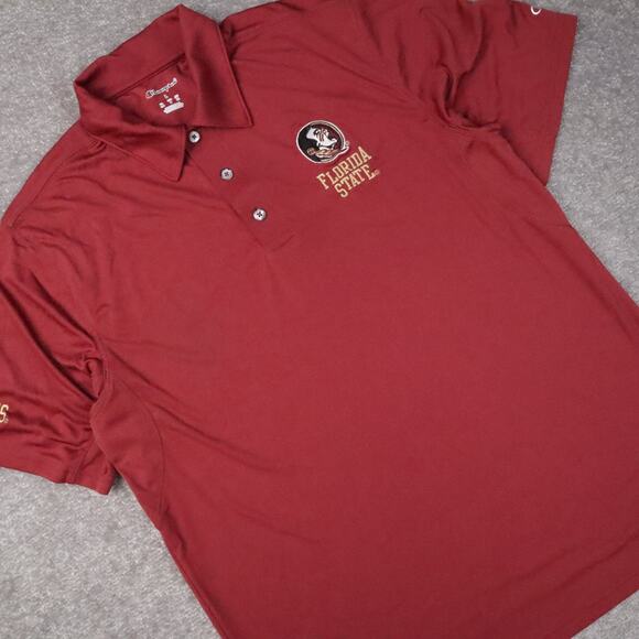 Champion Florida State Seminoles Athletic Large Red Short Sleeve Polo Shirt - Picture 8 of 9